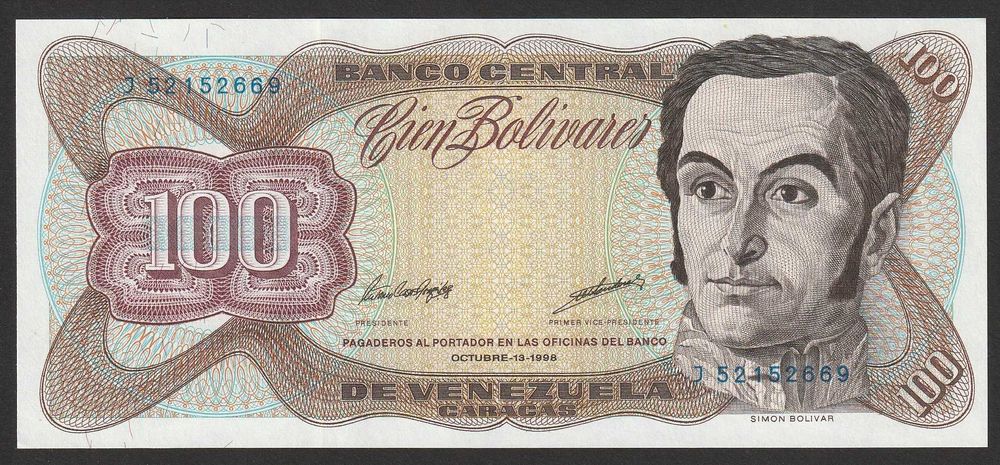 Wenezuela 100 bolivares 1998 - Simon Bolivar - stan bankowy UNC