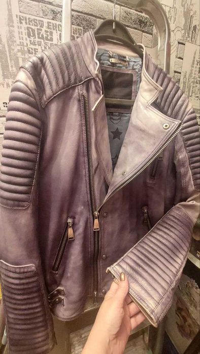 Кожаная куртка Philipp Plein Размер L (48) Идеальное состояние
