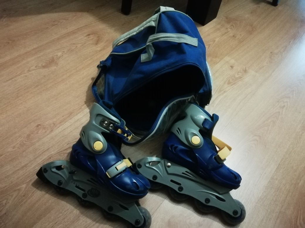 Patins em linha unissexo, com mochila para guardar e transportar