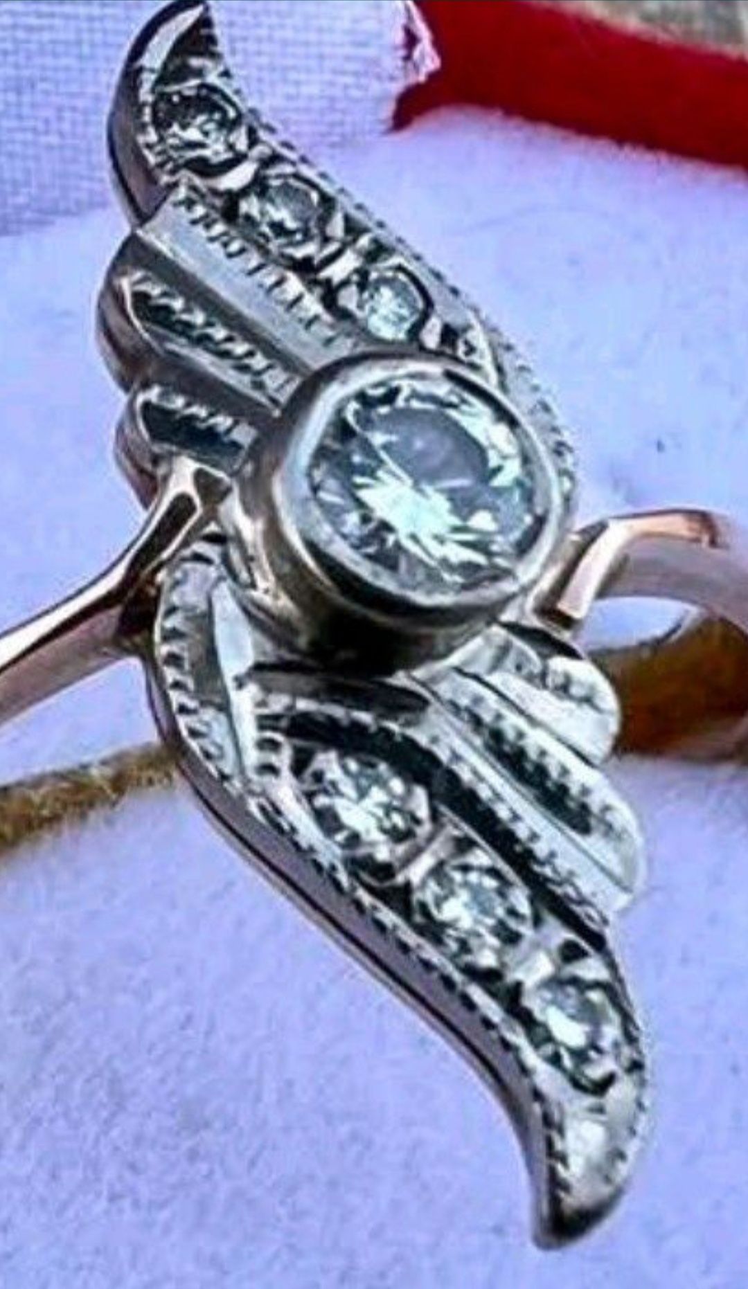 Кольцо каблучка 583 ссср с бриллиантами з діамантами 0,17ct 3,56г р.19