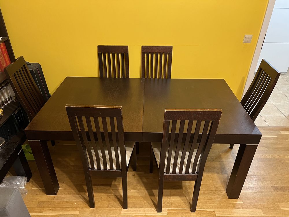 Stół dębowy rozkładany Sherwood 170x95 z krzesłami