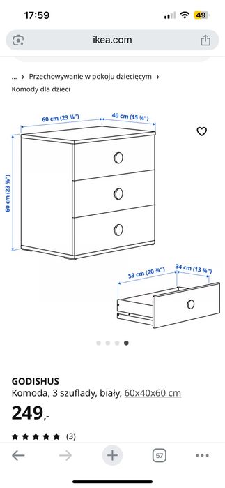 Zestaw mebli Ikea, szafa i 2komody