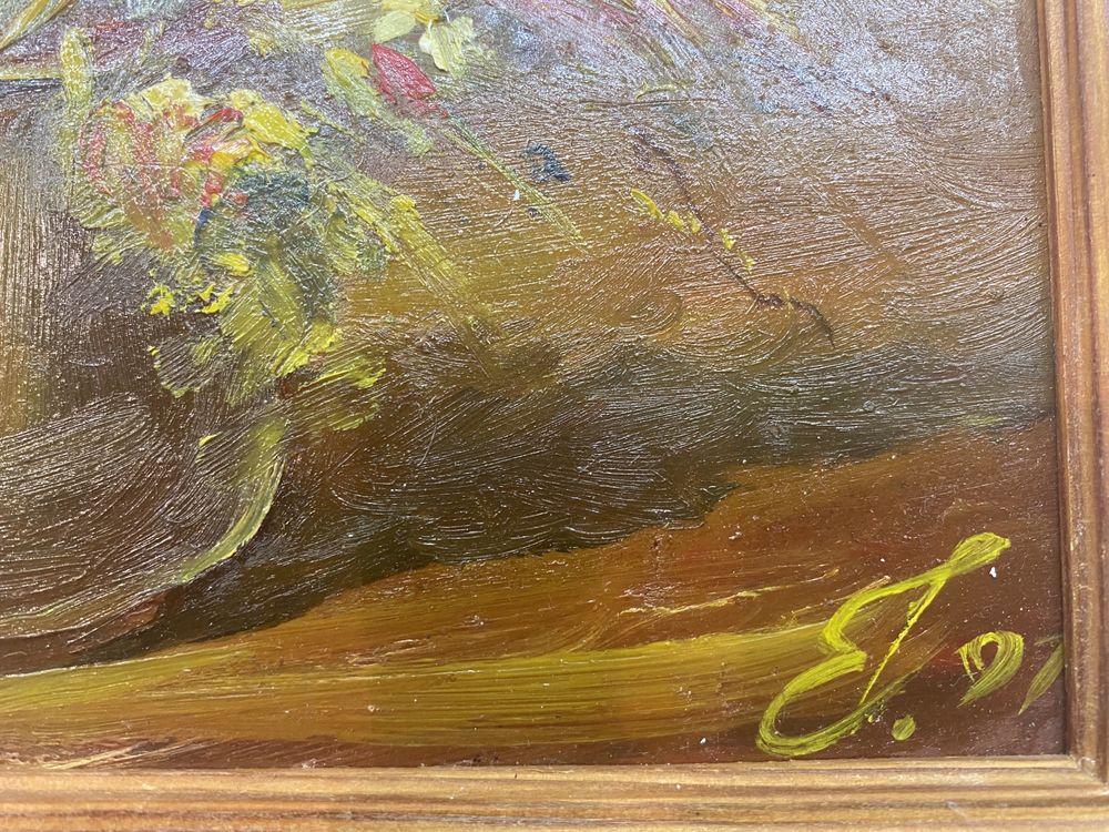 Григоревский. Картина маслом « Цветы»  на холсте в раме 1997г. Размер