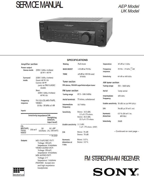Sony STR-DE235 + pilot, amplituner wzmacniacz FM Stereo FM-AM Receiver