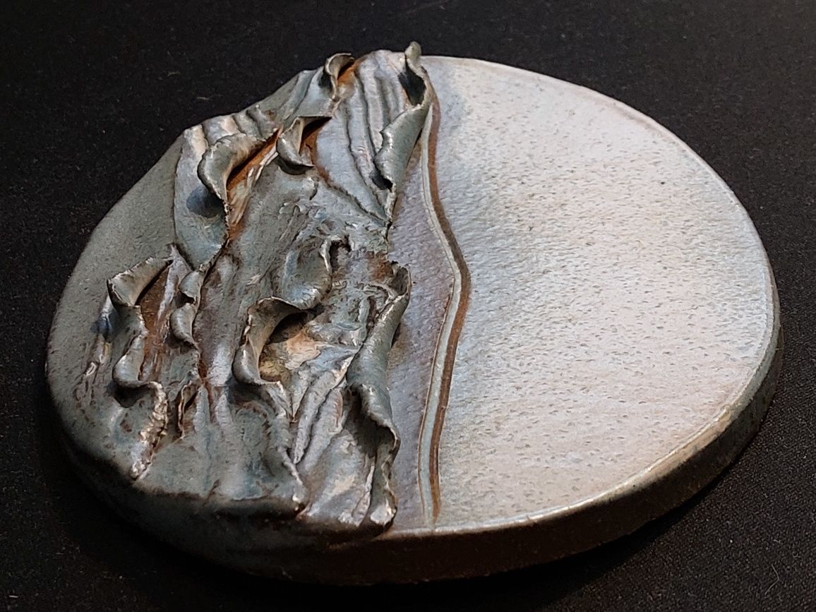 Obraz pejzaż morski ceramiczny relief  Sygnowany