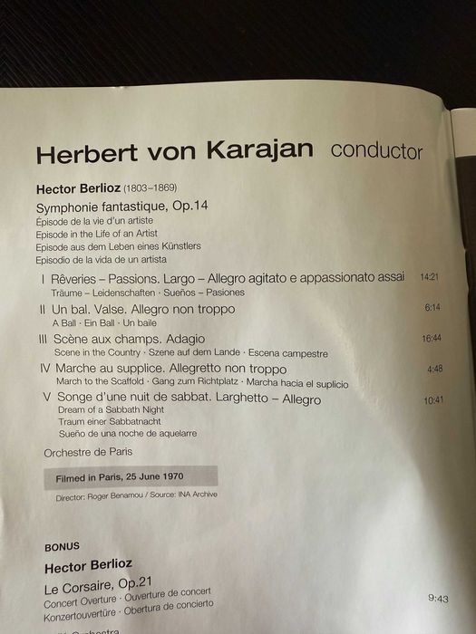 Berlioz – Symphonie Fantastique – Orchestre De Paris, Karajan