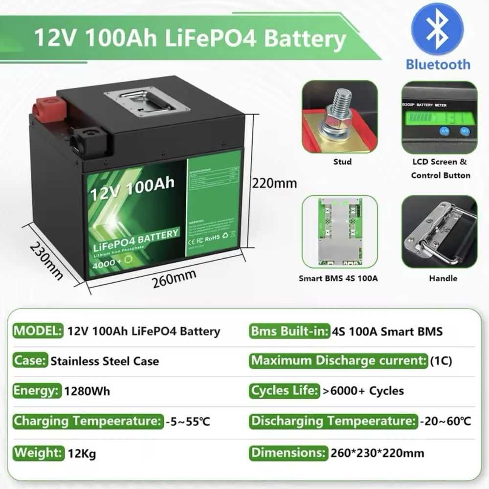 Акумулятор LiFePO4 / 12v / 100Ah