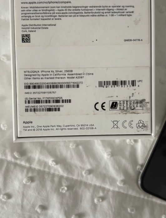 iPhone XS 256GB srebrny silver kondycja baterii 73%
