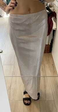 Srebrna srebrzysta spódnica imprezowa H&M
