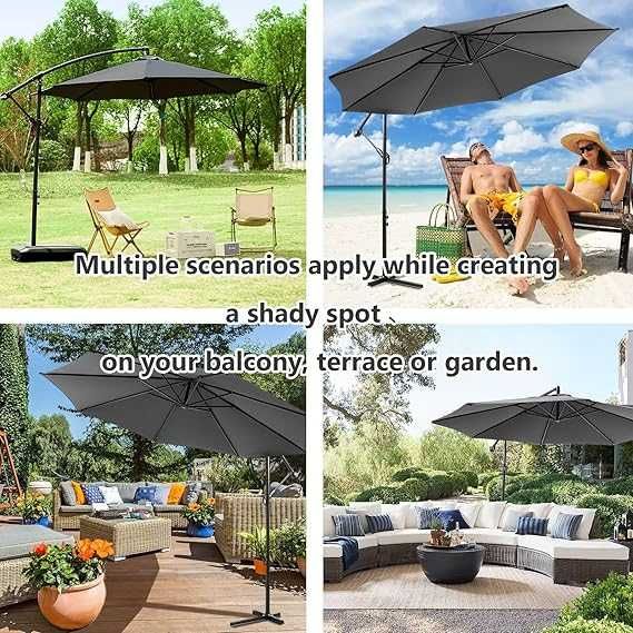 OMERAI 3M Parasol Ogrodowy Stalowy Tarasowy, 8 Żeber, UPF50+, Bananowy