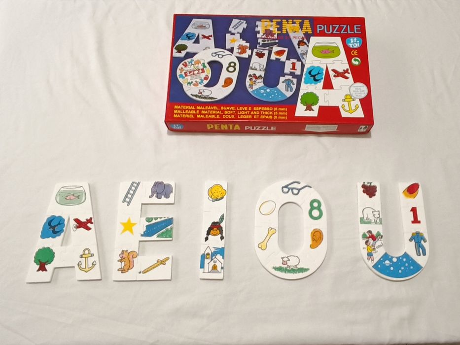 Puzzle A E I O U crianças 2/7 anos