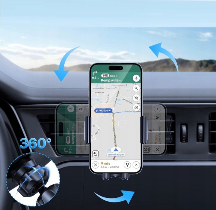 Miracase wysuwany uchwyt Samochodowy na Telefon 4-7'' cali Czarny