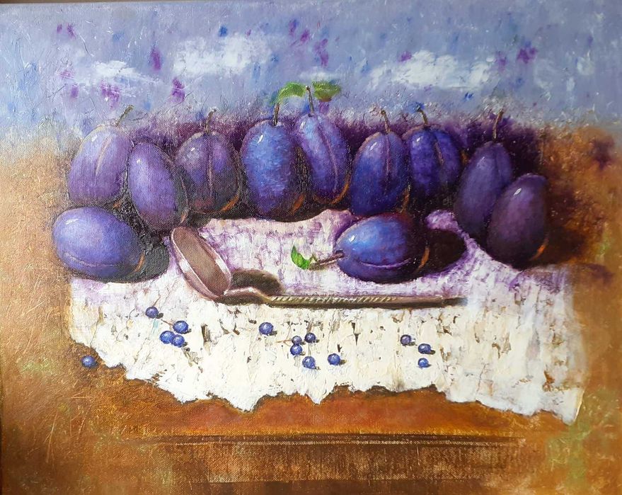 Картина натюрморт, фрукти, сливи, на подарунок