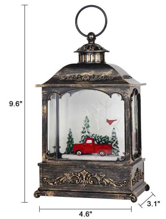 Latarnia świąteczna śnieżna podświetlana z muzyką, samochód świąteczny