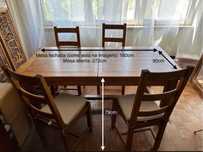 Mesa madeira maciça + cadeiras
