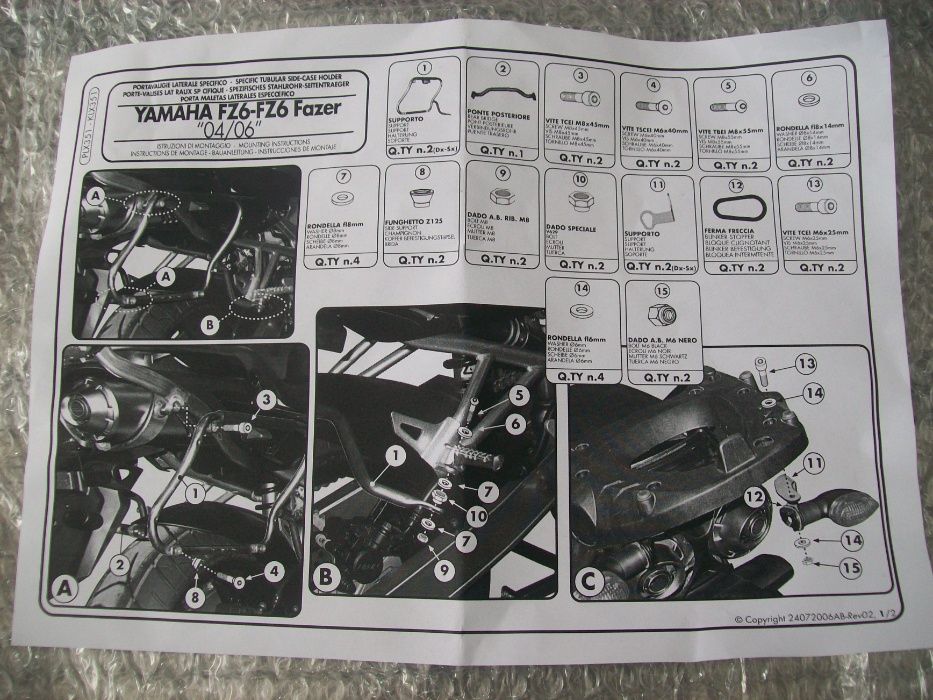 PLX351 YAMAHA FZ6/FZ6 600 Fazer (04>07) S1 stelaż boczny GIVI