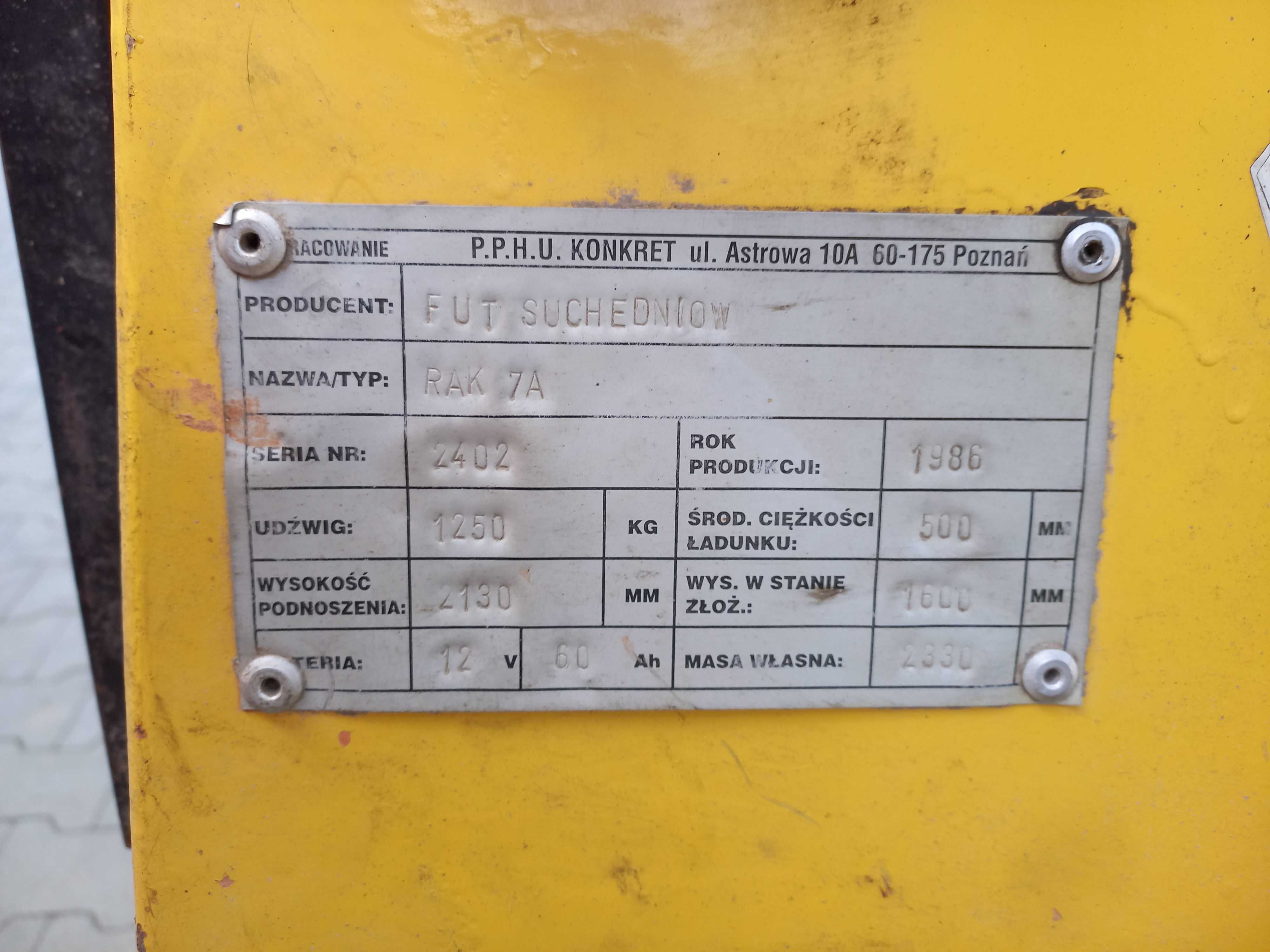 Wózek widłowy rak 7a suchedniow LPG