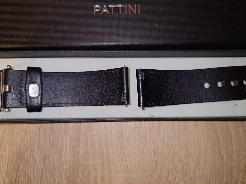 Pasek na zegarek 22 mm Pattini skóra handmade ręcznie robiony czarny