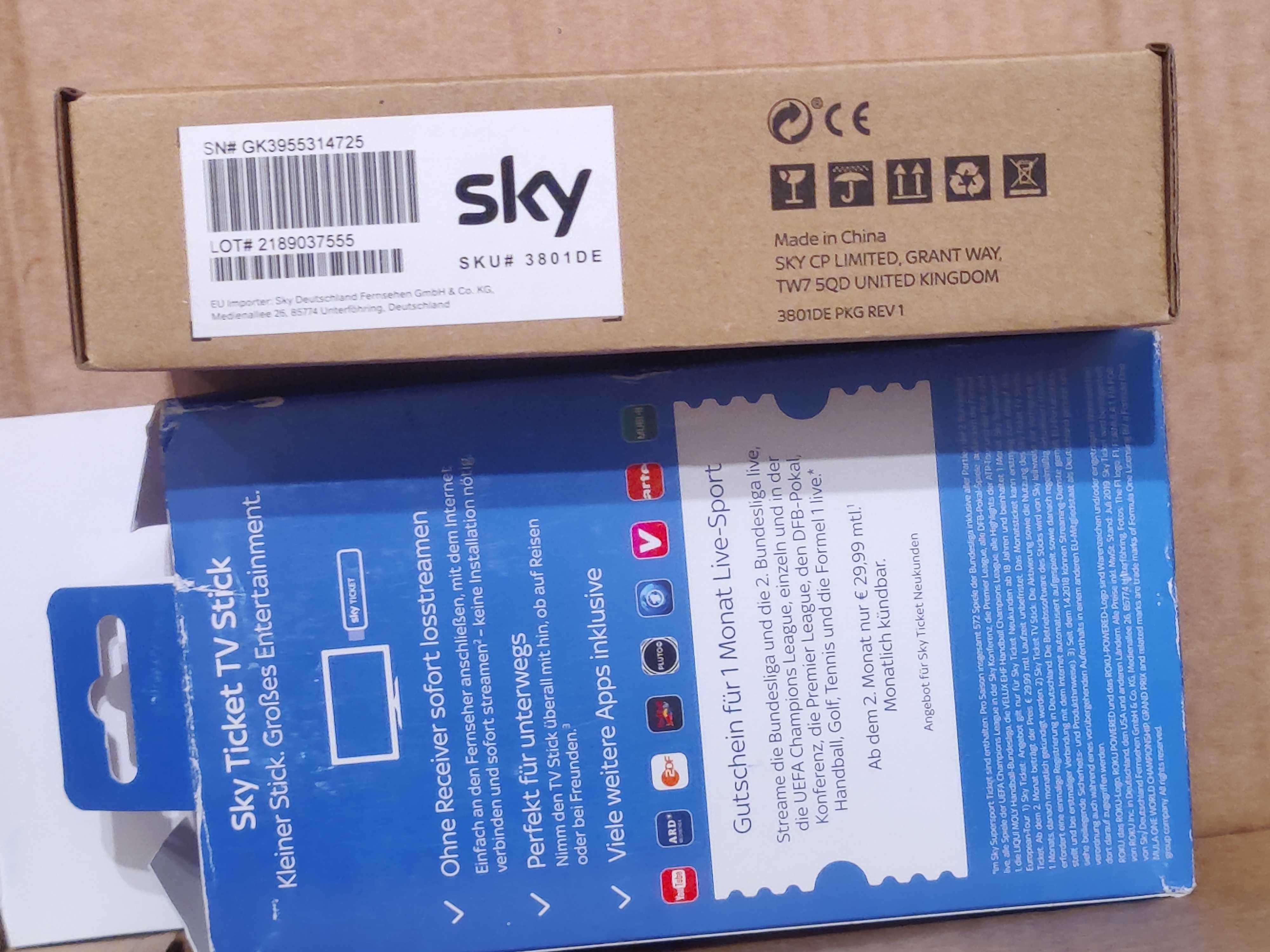 Sky Ticket TV Stick Roku Nowy+miesiąc sport zestaw HDMI stream WIFI