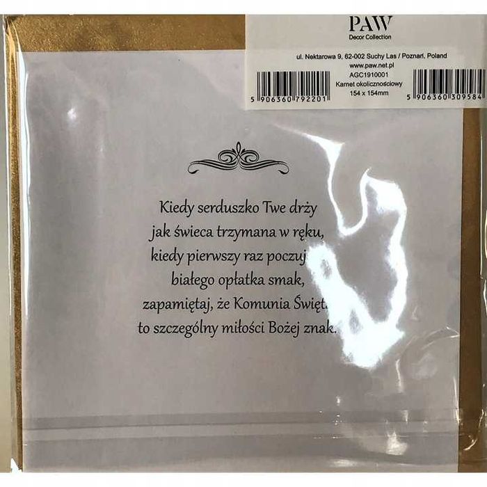 Kartka karnet I Komunia Święta elegancka pamiątka