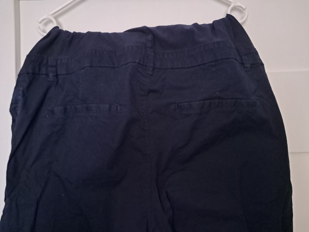 Bawełniane spodnie ciążowe chinos H&M Mama rozmiar L/XL granatowe