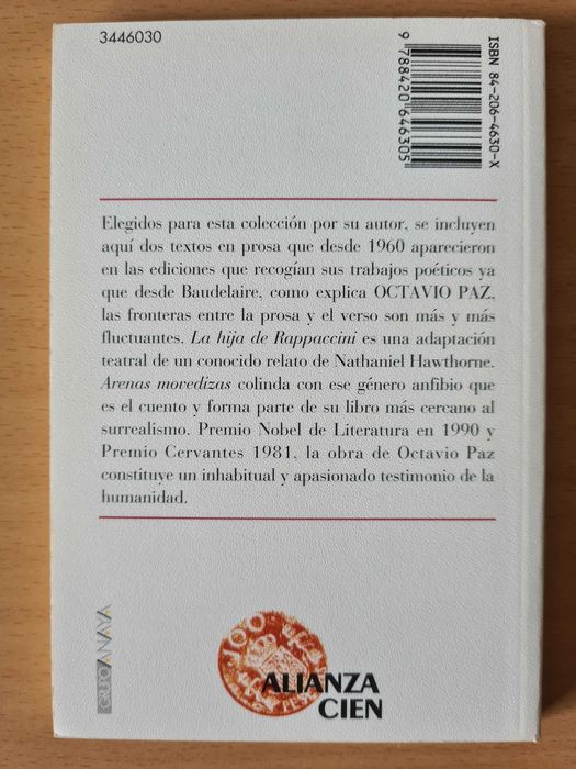 Livro "Arenas Movedizas - La Hija de Rappaccini" de Octavio Paz