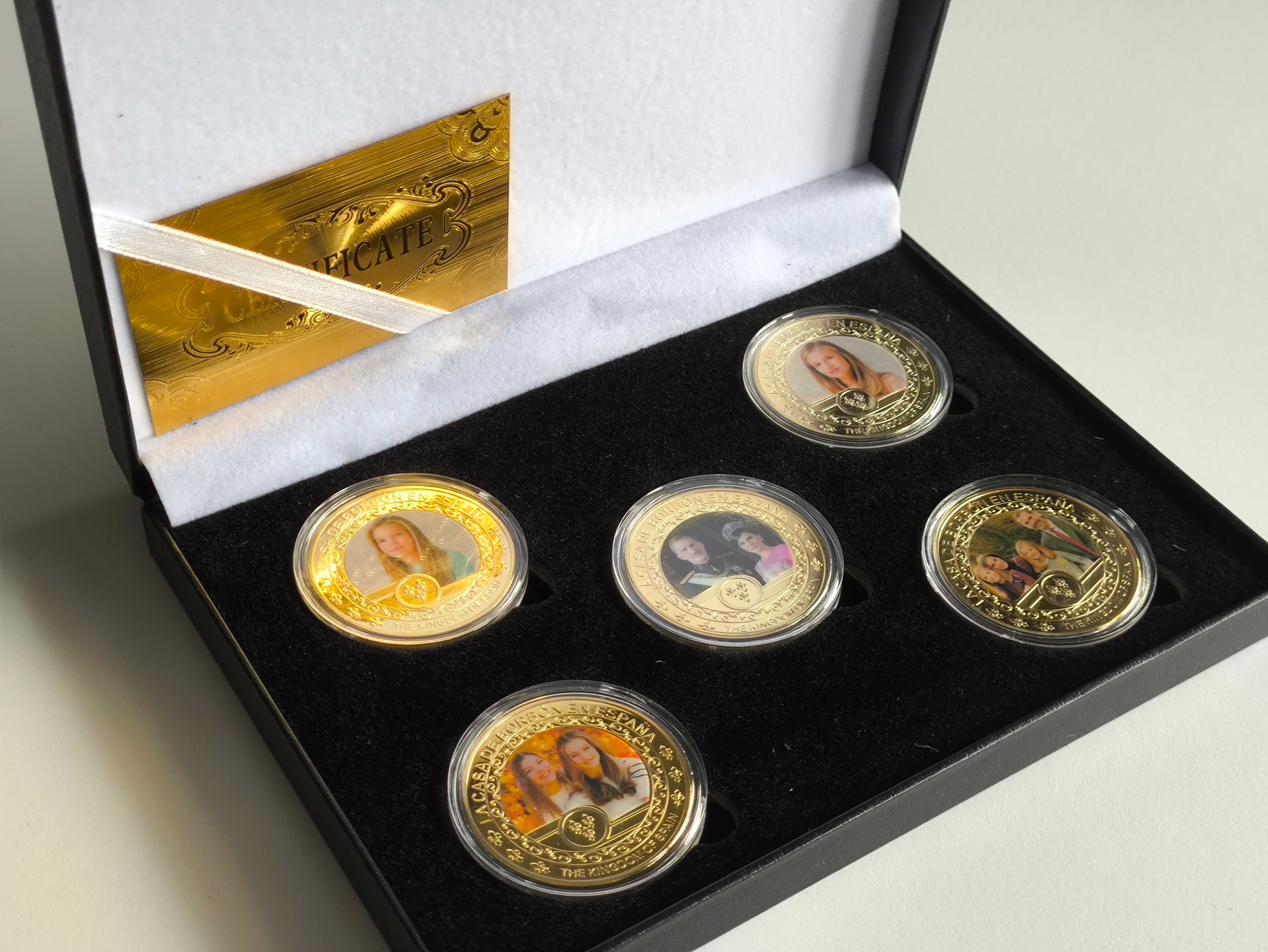 Conjunto de moedas comemorativas da família real Espanha