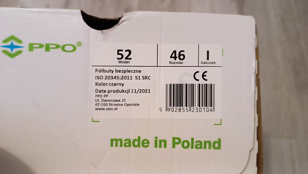 Sandały ochronne PPO model 52, rozmiar 46