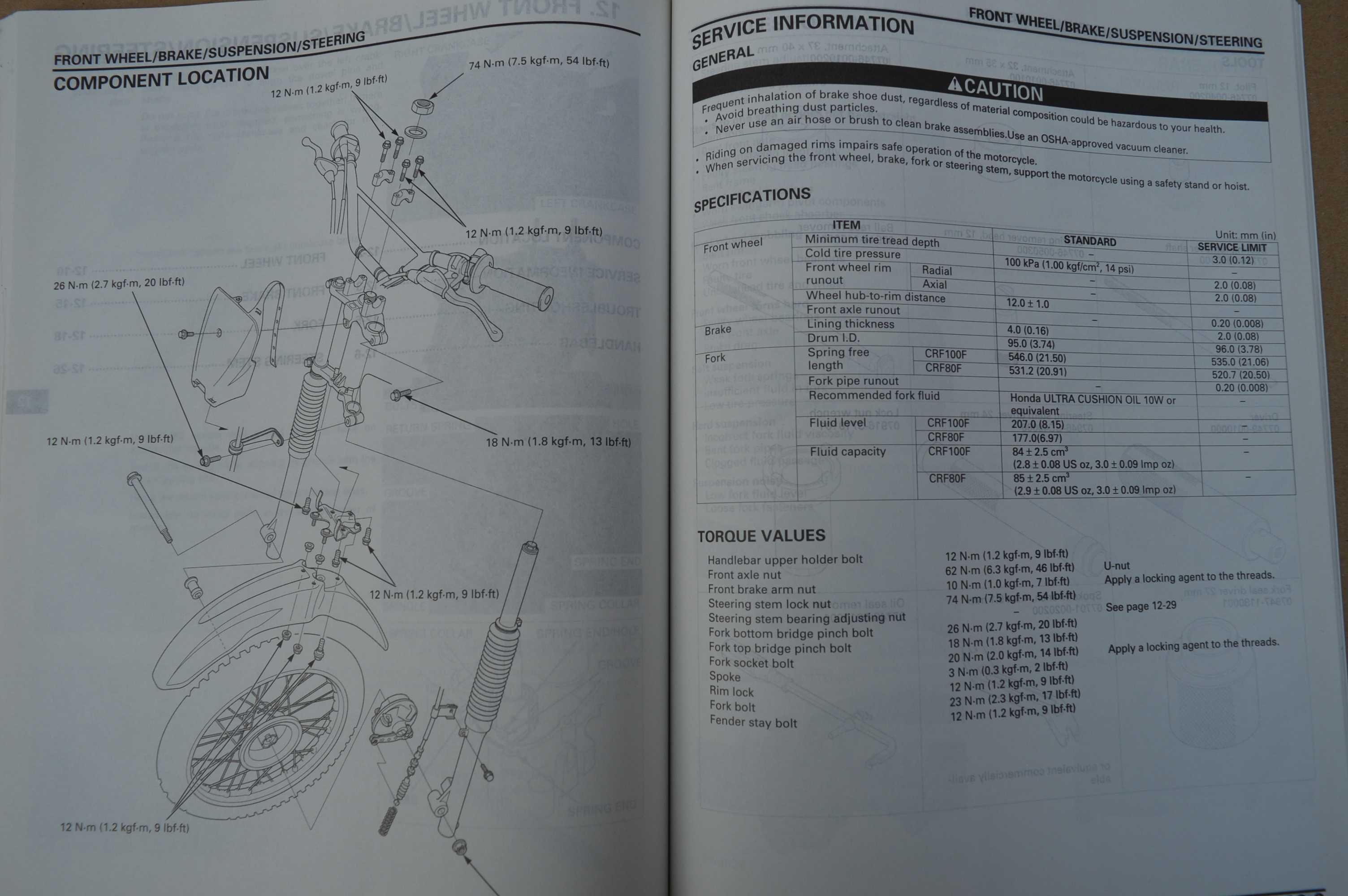Honda CRF 50/80/100 f XR 50 LEAD 100 SERWISÓWKA manual OEM