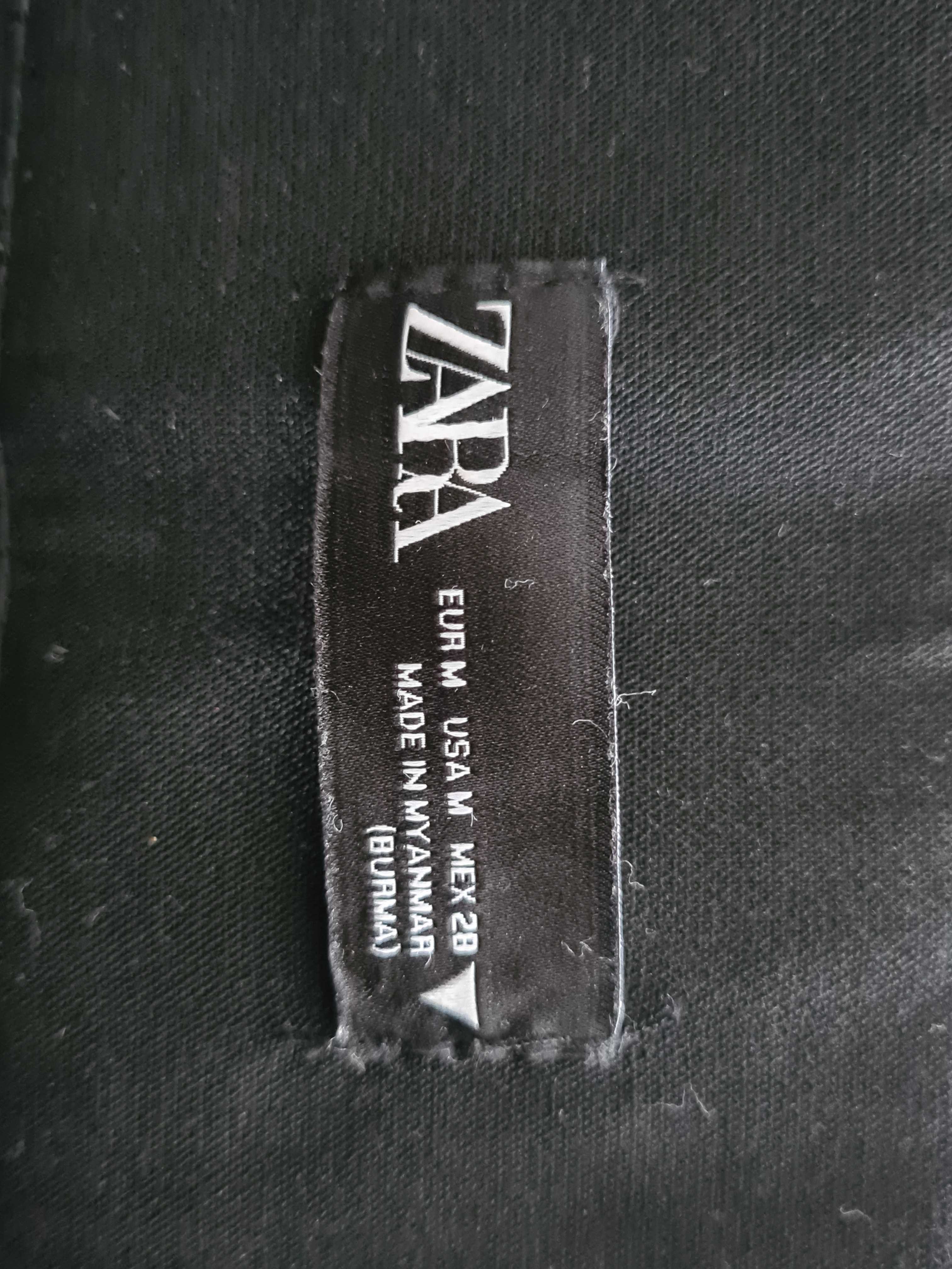 Eleganckie, czarne, spodnie z rozcięciami na nogawkach, Zara, M