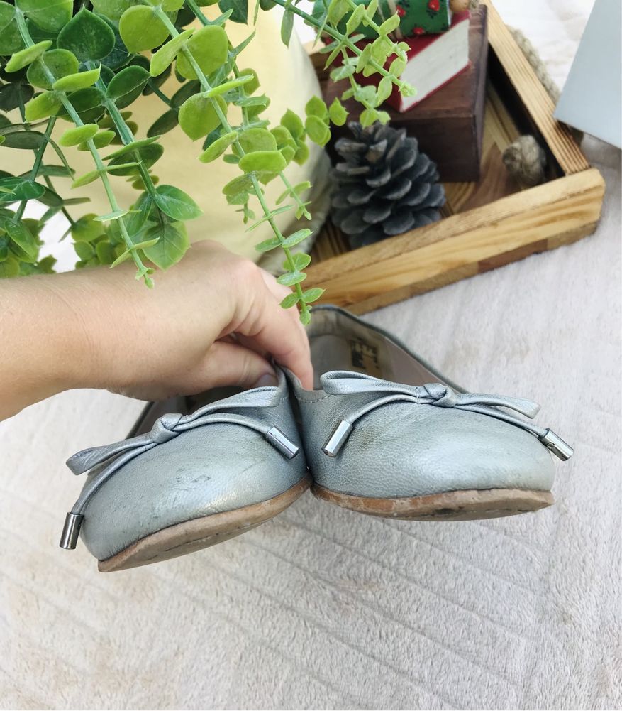Туфли 24 см Clarks балетки кожа перламутровый металлик