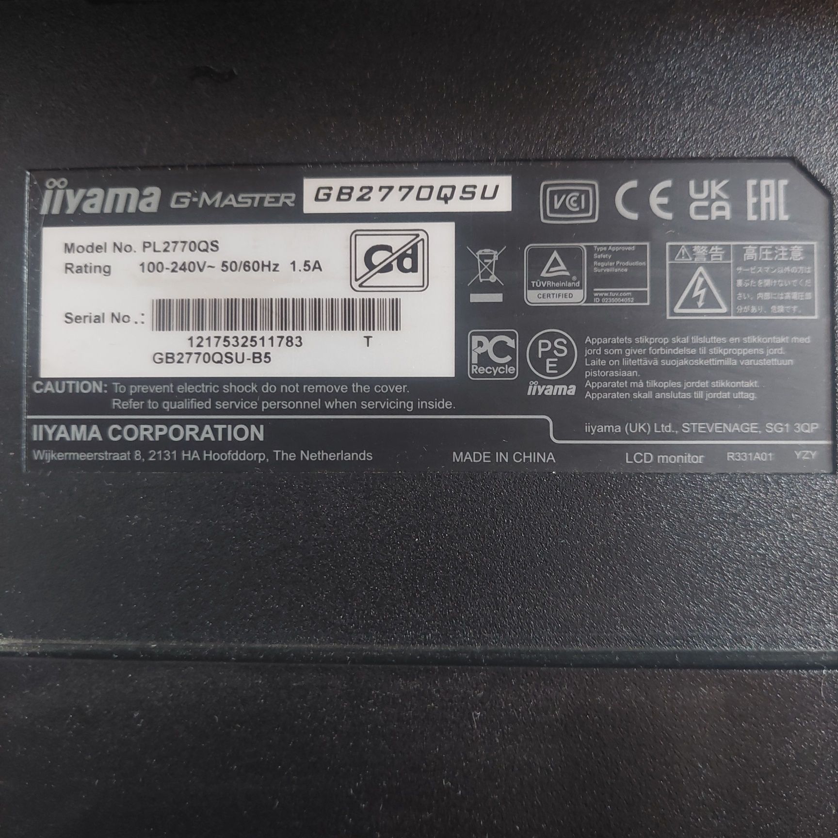 Monitor iiyama g-master gb2770qsu red eagle