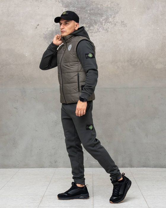 Костюм Зимовий спортивний STONE ISLAND Dark! Тринитка з НАЧОСОМ! Зима!