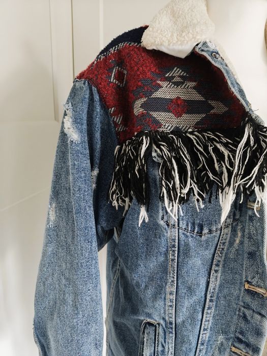 Nowa kurtka jeansowa Zara na baranku Aztecka XS-S