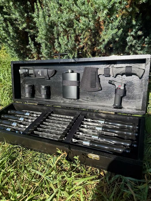 Подарочный набор шампуров в кейсе мужу мужчине куму на день рождения