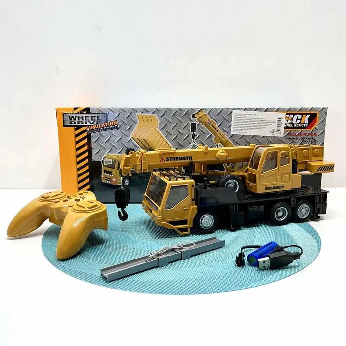 Машинка Автокран на радіокеруванні 32см музика рухомий кран Жовточорна