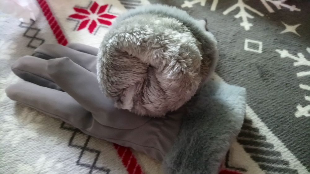 Rękawiczki damskie ocieplane z dotykiem szare eleganckie