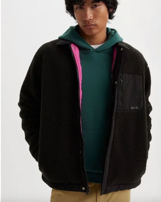 Levis Levi’s kurtka przejściowa koszulowa Sherpa czarna baranek polar