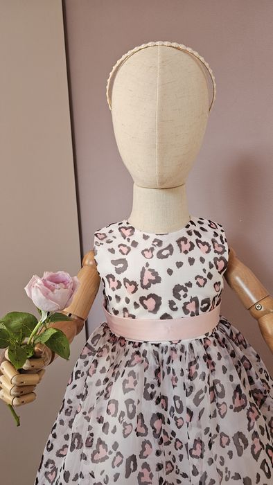 Дитяча пишна біла сукня з сердечками леопардом нарядное платье детское