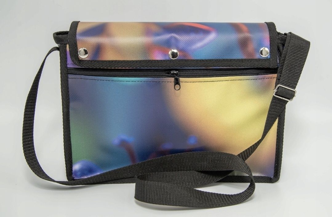 UNIKAT torba torebka 2 w 1 baner psychedelic mushrooms neon kolor NOWA