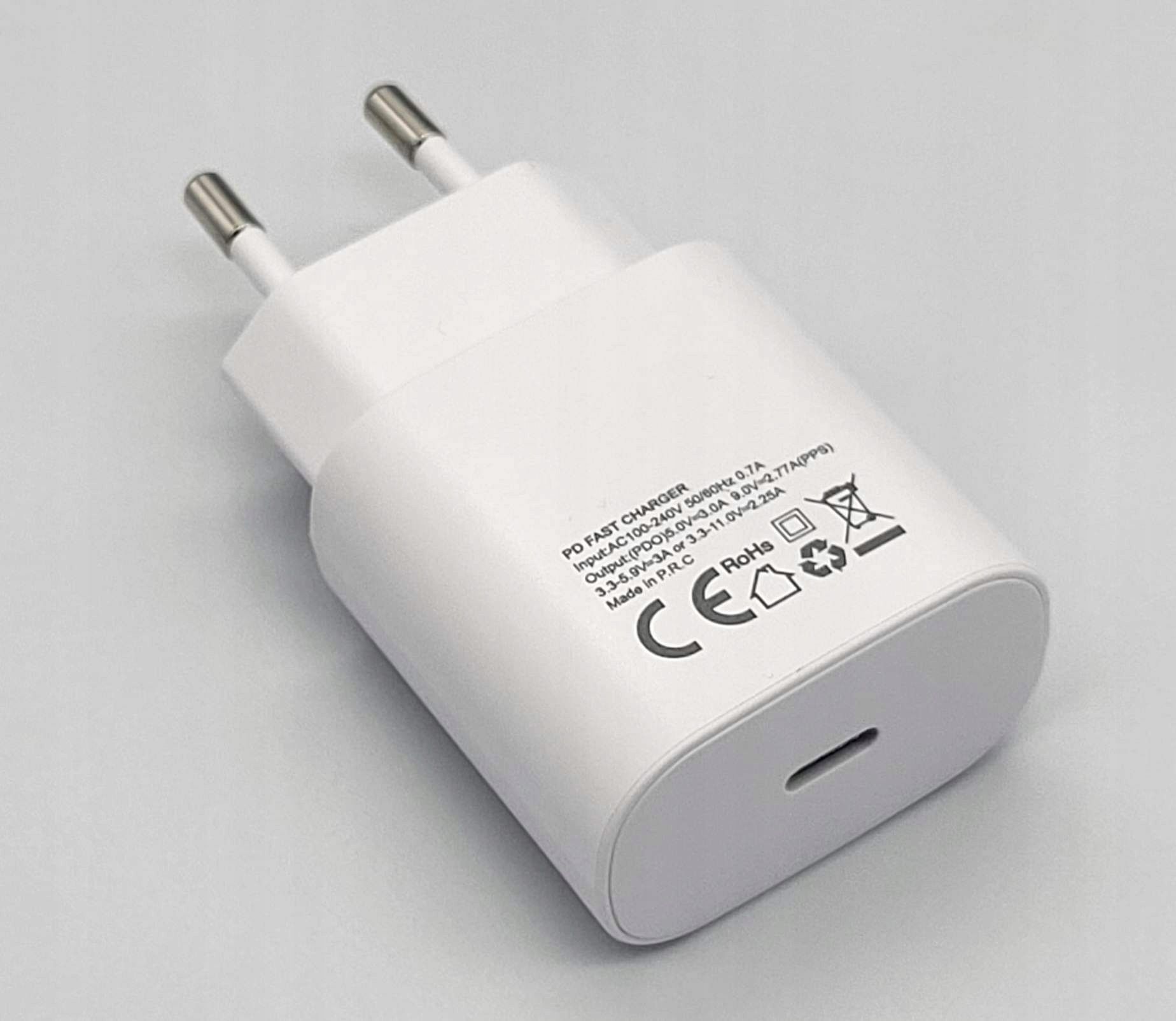 Kostka adapter USB C dla SAMSUNG 25W biała kabel