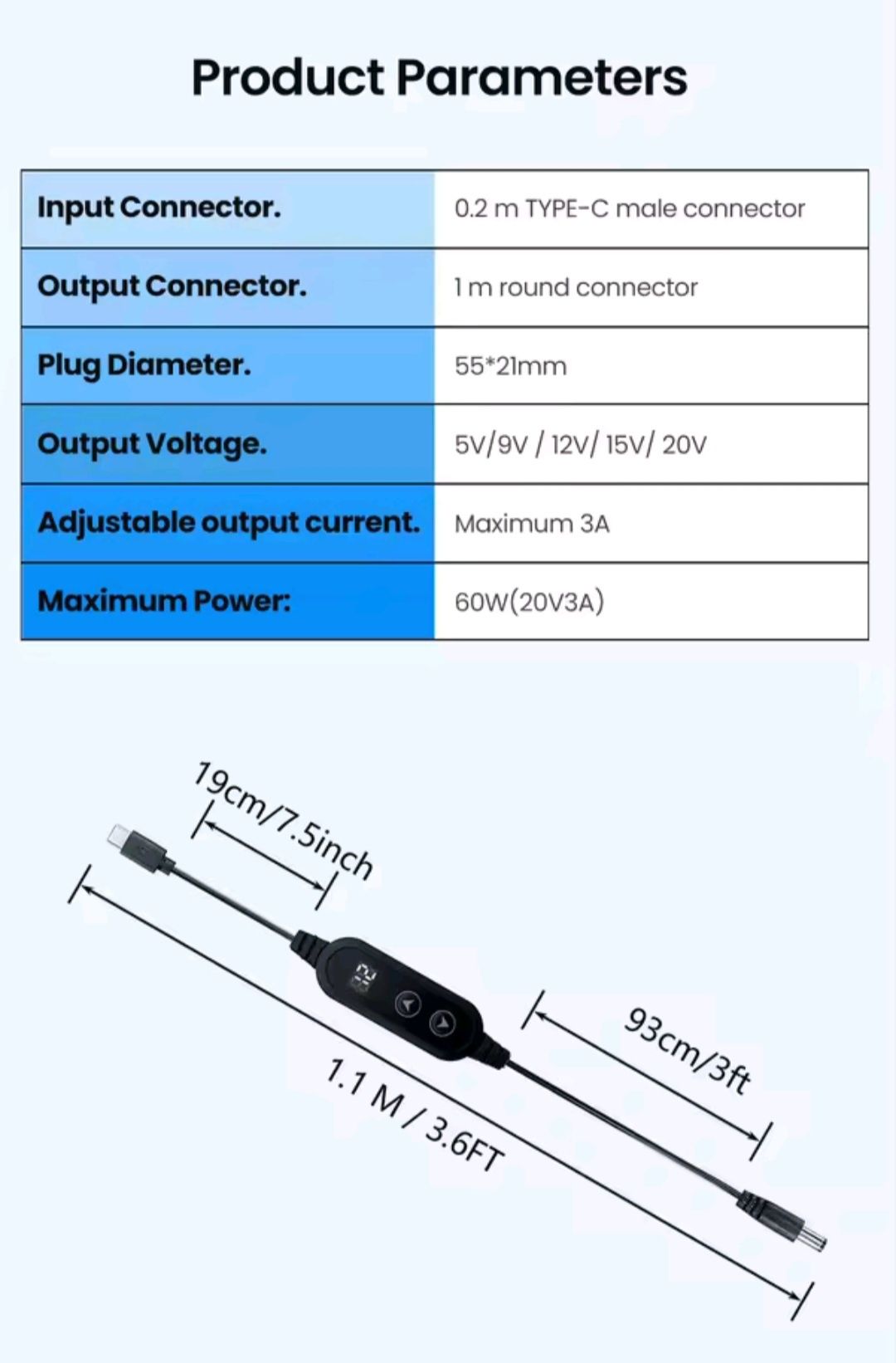 Adapter USB-C + 8 końcówek,  Ładowanie 5V–20V  Led Nowy