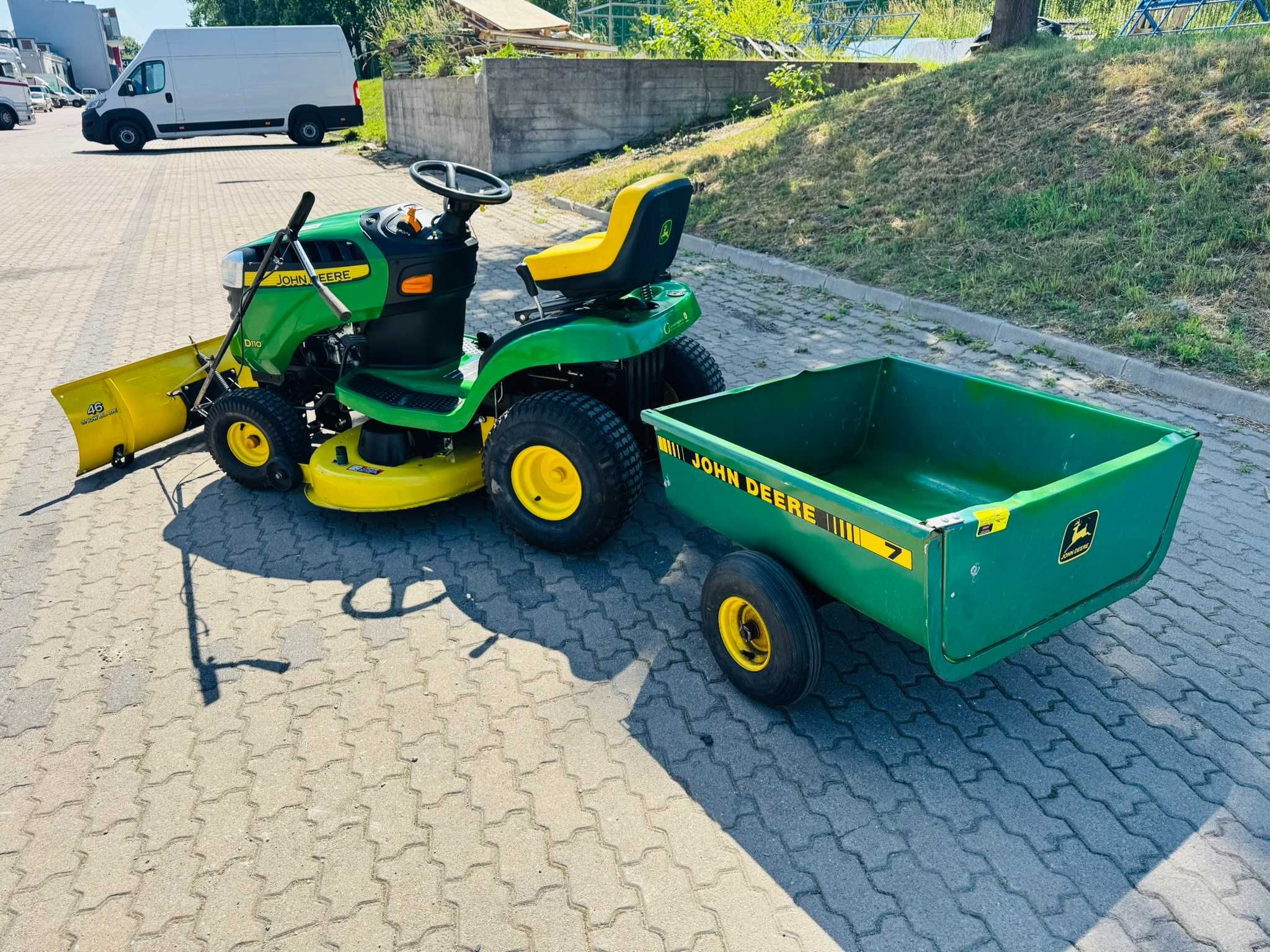 Traktorek kosiarka John Deere D110 19KM B&S PŁUG + Przyczepka z USA