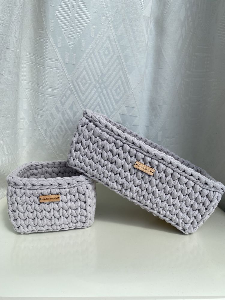 Набір кошиків з трикотажної пряжі. Handmade