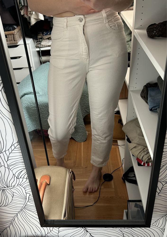 Jeansy wysoki stan Zara 38 M białe jak nowe