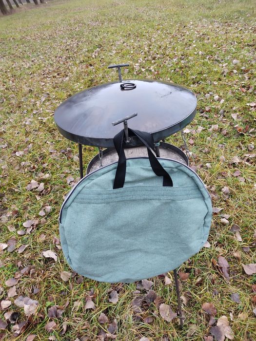 Сковорода 50 см з кришкою  і підставкою для дров на високих ніжках