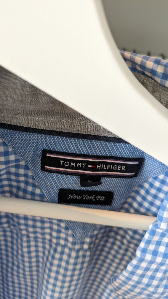 Koszula Tommy Hilfiger L błękitna w kratę