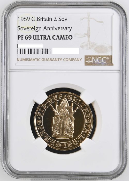 1989 £2 Libra Ouro Proof 500 Anos PF69UC