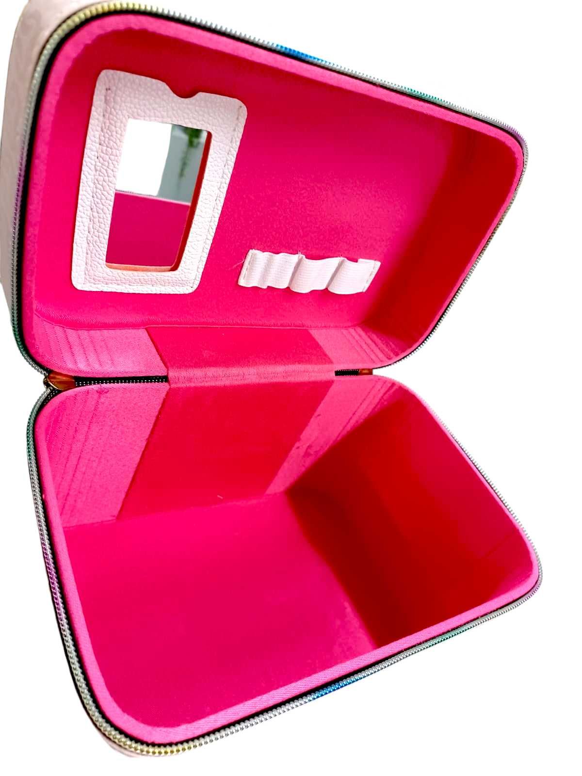 Piękny kuferek kosmetyczka na biżuterię duży  różowy TKK12