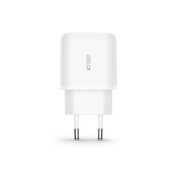 Ładowarka Tech-Protect C20w sieciowa Usb-c Pd 20w / Usb-a Qc 3.0 - bia